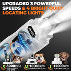 Whisper Quiet Dog Nail Grinder Safe & Stress-Free for Sensitive Dogs Cats | 4 LED Lights,3 Grinding Bits, 3-Speed, Pet Nail Trimmers, Rechargeable Painless Grooming Kit for All Breeds & Sizes