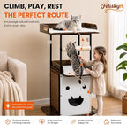 48in Wood Modern Cat Tree for Large Indoor Cats with Big Perch Bed | Multi-Level Climbing Design, Cat Cando, Sisal Scratching Posts and Board, Removable Washable Pads, Stable Rustic Brown