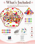 Cat Ball Pit with 227 Pcs Interactive Cat Toys, Enrichment Toys for Bored Indoor Cats Self Play, Include Pom Pom Balls Jingle and Crinkle Balls, Springs and Mice Toy for Kitten Fun and Exercise