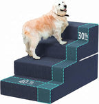 YENING Large Dog Stairs for High Beds - 24 Inches Tall Extra Wide Pet Steps for Large Dogs to Get on Bed 4 Deep Step for Couch Navy Blue