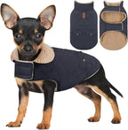 Winter Coat for Small Dogs, Puppy Plaid Jacket, Dog Jacket for Cold Weather, Windproof Warm Garments, Pets Thickened Outfits Indoor Outdoor, NavyBlue S