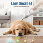 DUMOS Dog Hair Dryer for Pet Grooming, Low Noise, 6.5 FT Cord | Dog Blow Dryer with Adjustable Wind Speed & Heater Temperature, Cool-Warm-Hot Cycle Mode, 4 Nozzles, White