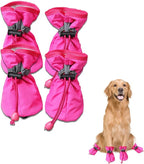 Dog Boots for Small Medium Large Dogs with Reflective Strap, Anti-Slip Dog Shoes for Hot Pavement, Dog Booties and Paw Protectors for Cat Pet Doggie Hiking Hardwood Indoor Outdoor (Pink 4)