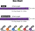 BEAUTYZOO Heavy Duty Rope Dog Leash 6 Pack, 5FT Nylon Pet Lead With Reflective Thread, Soft Padded Handle for Large Medium Dogs Small Puppy