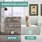 YEMYHOM Couch Cover Latest Jacquard Design High Stretch Extra Large Sofa Covers Pet Dog Cat Proof Oversized Slipcover Non Slip Magic Elastic Furniture Protector (X Large, Ivory)