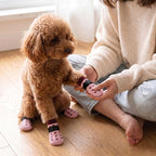 Dog Shoes for Hot Pavement, Breathable Dog Booties to Prevent Licking Paws for Paw Protector Non Slip Puppy Grippy Socks & Paw Covers for Hardwood Floor (Pink, M)