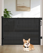 Retractable Baby Gates for Doorway, 58" Wide Mesh Dog Gate for Stair | 34" Tall Toddler Pet Gate Extra Wide Indoor and Outdoor, Easy Install, Essential for Home Safety, Black