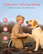Shock Collar for Dogs, IP67 Waterproof Dog Training Collar with Remote Control, 3 Modes: Beep, Vibration, Safe Static, Rechargeable Adjustable for 15-110lbs Medium Large Dogs