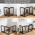 ZJSF Freestanding Dog Fence Indoor, Foldable Dog Gate for Doorways, Stairs or Hallways, Sturdy Wood Extra Wide Pet Gate with Support Feet for The House, Black, 24 "Height-2 Panels