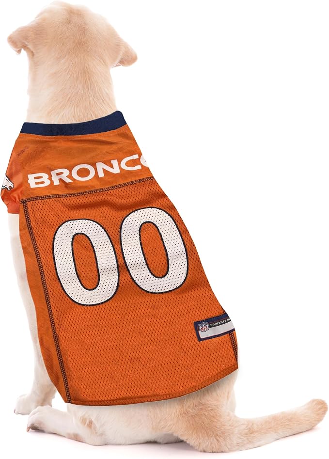 Pets First NFL Denver Broncos Dog Jersey, Size Large, Football Shirt Costume for Pet, Dog Sports T-Shirt, NFL Team Clothing for Cats, Licensed Pet Apparel Available in 7 Sizes and 32 Teams