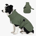 PU Dog Raincoat, Non-Toxic & Odorless Waterproof Vest, Adjustable High Neck and Hook & Loop Belly Closure for Rainy Potty Breaks & Wet Weather Outdoor Walks (Olive Green, Large)