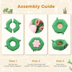 PAWZ Road Cactus Cat Tunnel Collapsible Cat Donut Tunnel with Flower Bed | 38" diameter,2 tunnels & flower mat form Large cat tunnels Peephole & dangling balls for indoor adult cat