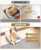 Fostanfly Cat Litter Mat, Machine Washable, Extra Large XL 45"x27", Gray | Cat Litter Trapping Mat, Urine & Waterproof, Double Layer Design, Honeycomb Scatter Control- Easy Clean for Floor