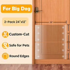 Dog Door Scratch Protector 2-Pack 24x12 — 1/8" Thick Clear PVC Guard for Large Dogs, Paint-Safe 3M Adhesive, Noise-Reducing Heavy Duty Shield for Sliding Glass French Doors Walls & Furniture