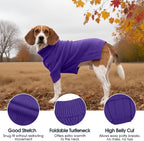 IECOii Dog Sweaters for Medium Dogs Girl Boy,Holiday Knit Doggy Sweatshirt with Sleeve,Turtleneck Thick Warm Dog Sweaters for Winter,Pullover Knitwear for French Bulldog,Boston Terrier (Purple, L)