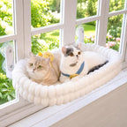 CHEERPALS Cloud Cat Window Perch for Indoor Cats Hammock Bed Foldable | Reversible Cushion Removable Washable, Breathable Soft All-Season, Sturdy Strong Suction Cups Support, Cordless(White,Large)