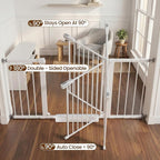 Mumeasy 29.7-54.2" Baby Gate for Stairs, Pressure Mounted Dog Gate for Doorways, Extra Wide Walk Thru Safety Pet Gate for Doors with Auto Close, Easy Install Child Gate for Hallway Indoor House, White