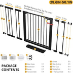 InnoTruth 29.6-50.1 in Extra Wide Baby Gate for Stairs and Doorways, Black | Indoor Metal Dog Gate for Pets, Auto Close 2 Way Swing Walk Through Door, Double Lock & Y-Bolts, Pressure or Hardware Mount