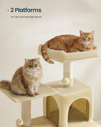 SONGMICS HOME Cat Tree for Indoor Cats, Multi-Level Cat Tower with Sisal Scratching Posts, Hammock and Condo, Beige