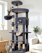 Taoqimiao 79in Cat Tree, Tall Large Cat Tower for Indoor Adult Cats S10G | Easy assembly, Sturdy, Multi Level, Easy Clean, Cozy Condo, Perches, Baskets, Suitable for Kittens and Adult Cats