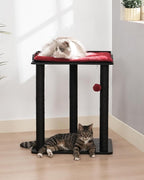 FourFurPets 26.7in Large Cat Tree Tower Condo, Cat Scratch Posts for Indoor Cats, Big Plate, Three 23.6in Full Sisal Scratching Posts, Black&Red