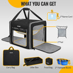 Petskd Portable Double Cat Carrier with Litter Box for Multiple Cats | 36"Lx17"Wx17"H, 2in1 Car Travel Carriers, Dual Large Cat Carrier, Lockable Safety Zippers, for Long Distance Travel