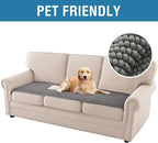 H.VERSAILTEX Plush Chenille Couch Cover for 3 Cushion Couch Anti Slip Washable Sofa Slipcovers Soft and Durable Furniture Protector for Dogs Cats Kids (27.5" x 82", Gray)