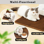 HCY&WLD Cat Litter Mat, Double Layer Cat Litter Box Mat (30x22 Inch, Brown) | Waterproof Urine-Proof Non-Slip Litter Trapping Mat, Soft on Kitty Paws, Scratch-Resistant, Scatter Control, Easy to Clean