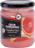 Grapefruit Zest Odor Eliminating Highly Fragranced Candle - Eliminates 95% of Pet, Smoke, Food, and Other Smells Quickly - Up to 80 Hour Burn time - 12 Ounce Premium Soy Blend