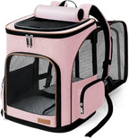 Lekereise Pet Carrier Backpack Expandable Cat Backpack Carrier for Small Dogs Large Cats Puppies, Dog Backpack Carrier for Hiking Travel Outdoor Hold Pets Up to 20 25 Lbs, Pink