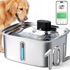 Smart Dog Water Bowl Dispenser Large, 10L/ 2.64Gal Cordless Dog Water Fountain Stainless Steel with APP Monitoring, 4000mah Automatic Cat Water Fountain for Mutil-Pets Large Dogs, 3 Fountain Modes