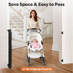 (2 Pack) Retractable Baby Gate for Stairs and Doorways, 55" Wide x 33" Tall Mesh Dog Gate for Indoor & Outdoor Use, Safety Gate for Babies and Pets, Child Gates for Hallways, Hardware Mounted, Black