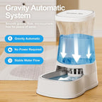 Automatic Gravity Water Dispenser for Dogs, 1Gallon Stainless Steel Water Bowl Dispenser, 100% BPA-Free Dog Water Fountain Dispenser for Small&Medium Dogs, Cats, Puppies(White)