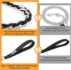 S-ETOVUS-Chain Dog Leash, Bite-Proof Metal Leash, with Padded Handle | Three Sizes 7.25FT/5.2FT/4FT, Woven From Nylon Rope And Chain, Durable And Bite-Resistant, Comfortable With Padded Handles