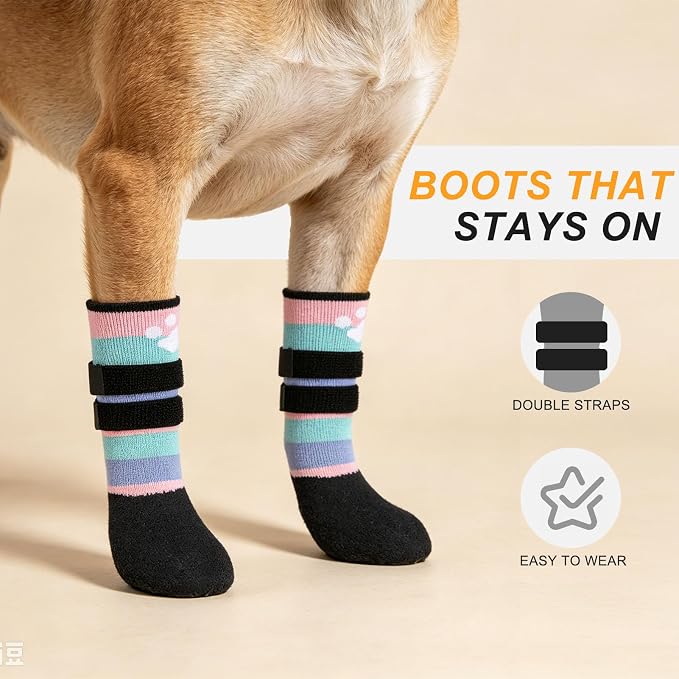 BEAUTYZOO Dog Shoes for Hot Pavement, Waterproof Dog Socks to Prevent Licking Paws & Hardwood Floors, Dog Booties Paw Protectors with Adjustable Straps & Non-Slip Sole, Small Medium Large Dogs Boots