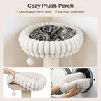 Avont 29" Sisal Cat Scratching Post with Large Plush Perch, Cream | Large Cat Scratcher Tower & Plush Elevated Cat Bed with Removable & Washable Cover, Sturdy Cat Perch for Indoor Cats