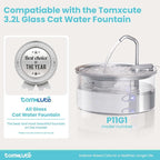 Wireless Cat Water Fountain Glass DIY - 108oz/3.2L Automatic Ultra-Quiet Cat Water Fountain Cordless, Glass Battery Operated Pet Fountain Rechargeable Water Dispenser for Cats, Puppy, Multiple Pets