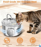 3.2L Cat Water Fountain Stainless Steel with 13 Filters Automatic Pet Water Fountain for Cats/Dogs Indoor Ultra Quiet Metal Cat Fountains for Drinking Kitty Watering Supplies for Animals