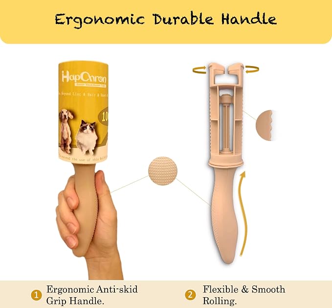 Lint Roller Refills 4", 600 Easy Tear Sheets, for Evercare, Extra Sticky | 6-pack, 100 sheets each. 3 Durable Ergonomic Handles. Removes pet hair, lint, dust from clothes, furniture & cars.