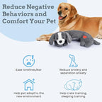 Moropaky Heartbeat Puppy Toys Dog Heartbeat Toy for Anxiety Relief Calming Aid, Heartbeat Stuffed Animal for Puppy Dog Comfort Sleep Aid Crate Training, Puppy Essentials, Dark Gray