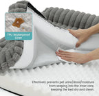 COZY KISS Ultra Soft Faux Rabbit Fur Dog Bed for Large Dogs – 44"x32" Orthopedic Foam Couch, Removable Washable Cover & Waterproof Lining, Grey