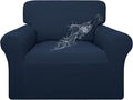Easy-Going 100% Waterproof Chair Couch Cover, Stretch Jacquard Sofa Cover | Dual Waterproof Sofa Slipcover, Leakproof Furniture Protector for Kids, Pets, Dog and Cat (Chair, Dark Blue)