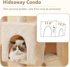 Heybly 64.2" Heavy-Duty Cat Tree for Large Cats with Wide Base HCT027M | Indoor Cat Tower with Scratching Posts & Board, Cat Furniture with Big Platforms, Extra-Large Hammock, Beige