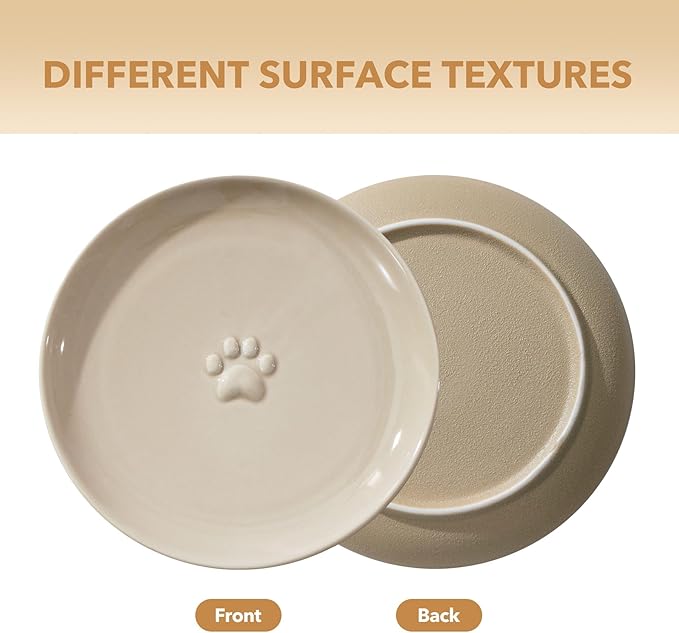 Havniva Ceramic Cat Bowls, Shallow Cat Dishes, Cat Food Plate Set of 3 | Wide Opening, 6” Cat Plates, Ceramic Cat Food Bowls for Wet & Dry Food, Non-slip Rubber Base, Whisker Friendly Cat Bowl