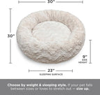 Best Friends by Sheri The Original Calming Donut Dog Bed for Medium Dogs up to 45 lbs, Lux Faux Fur, Oyster, Medium, 30" x 30"