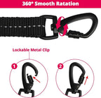 Long Dog Leash 50 FT: Heavy Duty Rope Leashes for Dogs Training with Swivel Lockable Hook Reflective Threads Bungee and Padded Handle - Dog Lead for Large Small Medium Dogs Outside Walking Hiking Pink