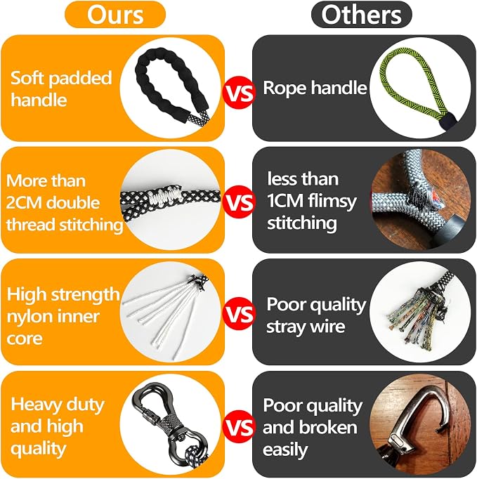 NTR 8FT Heavy Duty Dog Leash, Green Rope with Swivel Lockable Hook and Comfortable Padded Handle, Cat & Puppy Leash for Small to Large Dogs - Training, Playing, Camping, or Backyard