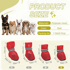 Dog Boots Paw Protector, Reflective Adjustable Non Slip Mesh Summer Breathable Dog Shoes Dog Walking Boots (S Size, Red, 4 Pcs) Intended for Paws Waterproof for Dogs/Cat/Puppy