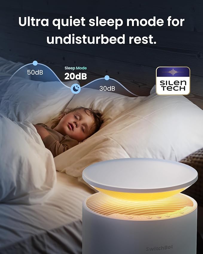SwitchBot Air Purifier for Home Large Room, Matter, Up to 3620 ft², Air Purifier for Wildfire Smoke, Pets, Odors, 20dB, Washable Pre-filter, Pet Mode, RGB Light, Work with Alexa, HomeKit, Google Home