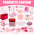 Abbylike 50 Pcs Puppy Supplies Starter Kit for Small Dogs Puppy Essentials Includes Leash, Bowls, Teeth Brushes, Water Bottle, and More Accessories for Dogs Pet Day Welcome Gift(Pink)